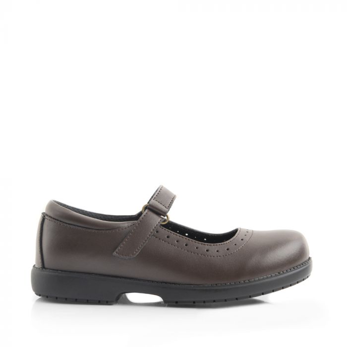 Green Cross Girls' Mary-Jane Brown School Shoe