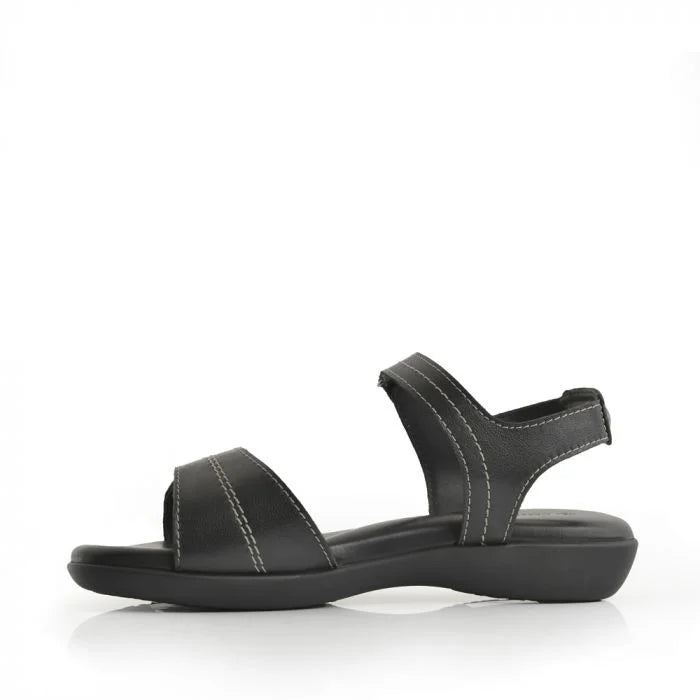 Green Cross Women Double Self Fastening Strap Sandal - Black