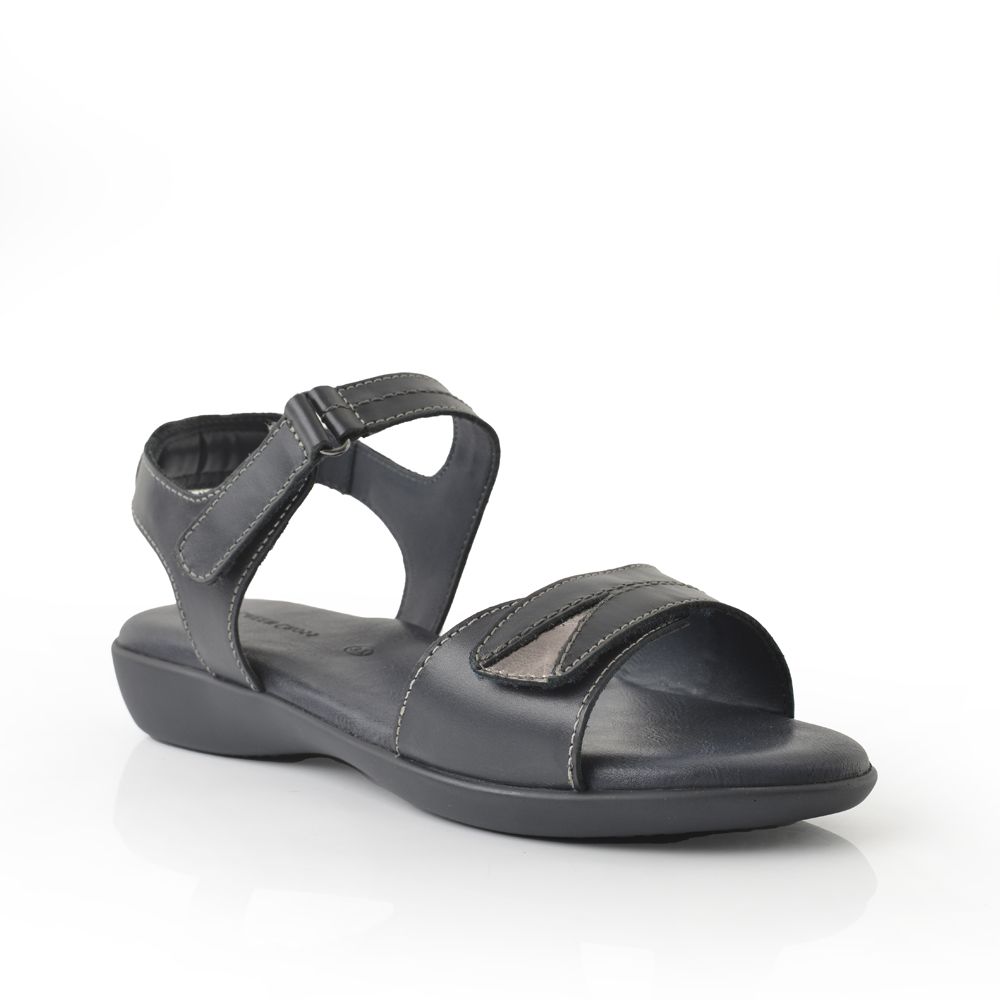 Green Cross Women Double Self Fastening Strap Sandal - Navy