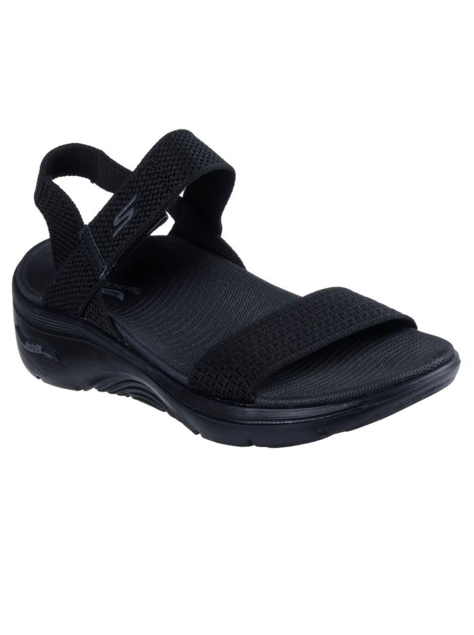 Skechers Women Strappy Arch Fit Black Sandal