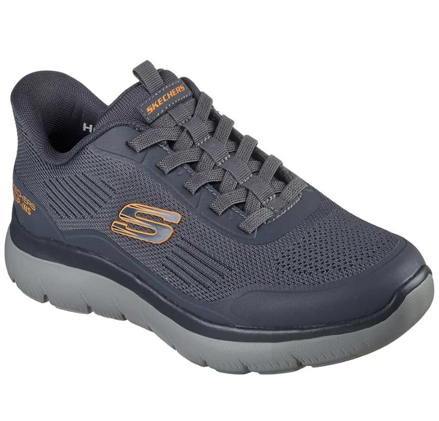 Skechers Men Charcoal/Grey Mesh Casual Slip On