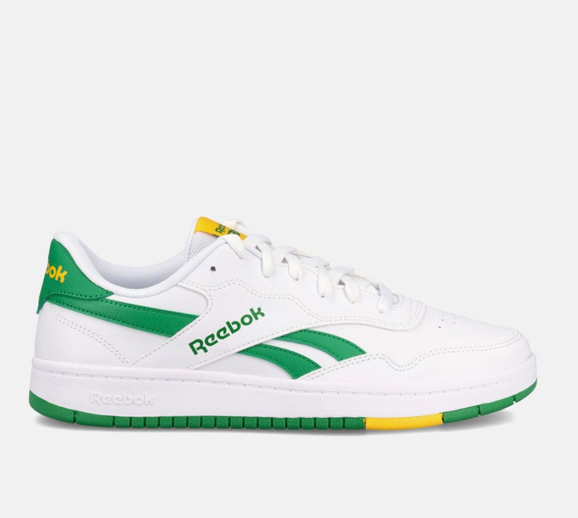 Reebok Unisex WHITE/GREEN Leather Casual Lace Up Sneaker