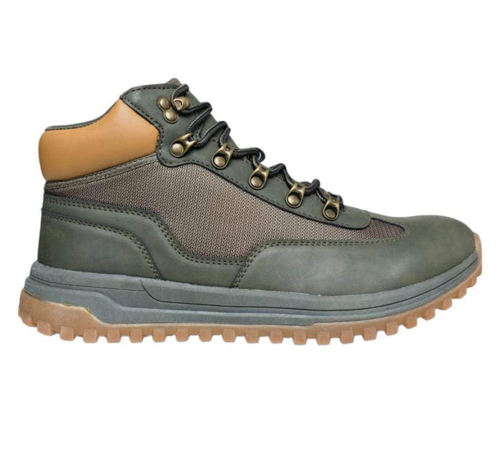 JEEP Men Olive Green/Tan Rubber Sole Boots Lace UP