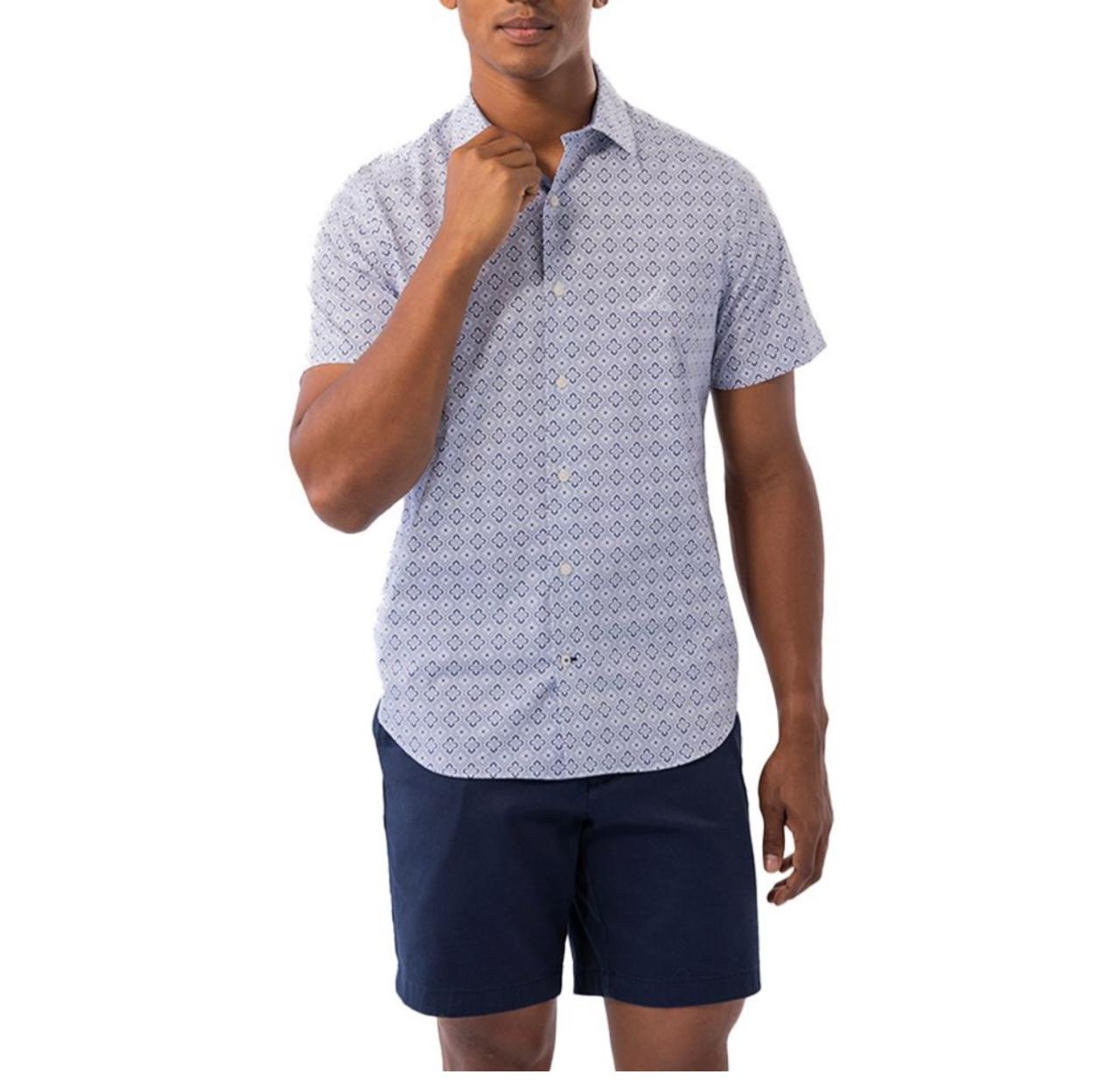 NAUTICA Men Cotton Short Sleeve Regular Casual Shirt - Blue/White Print