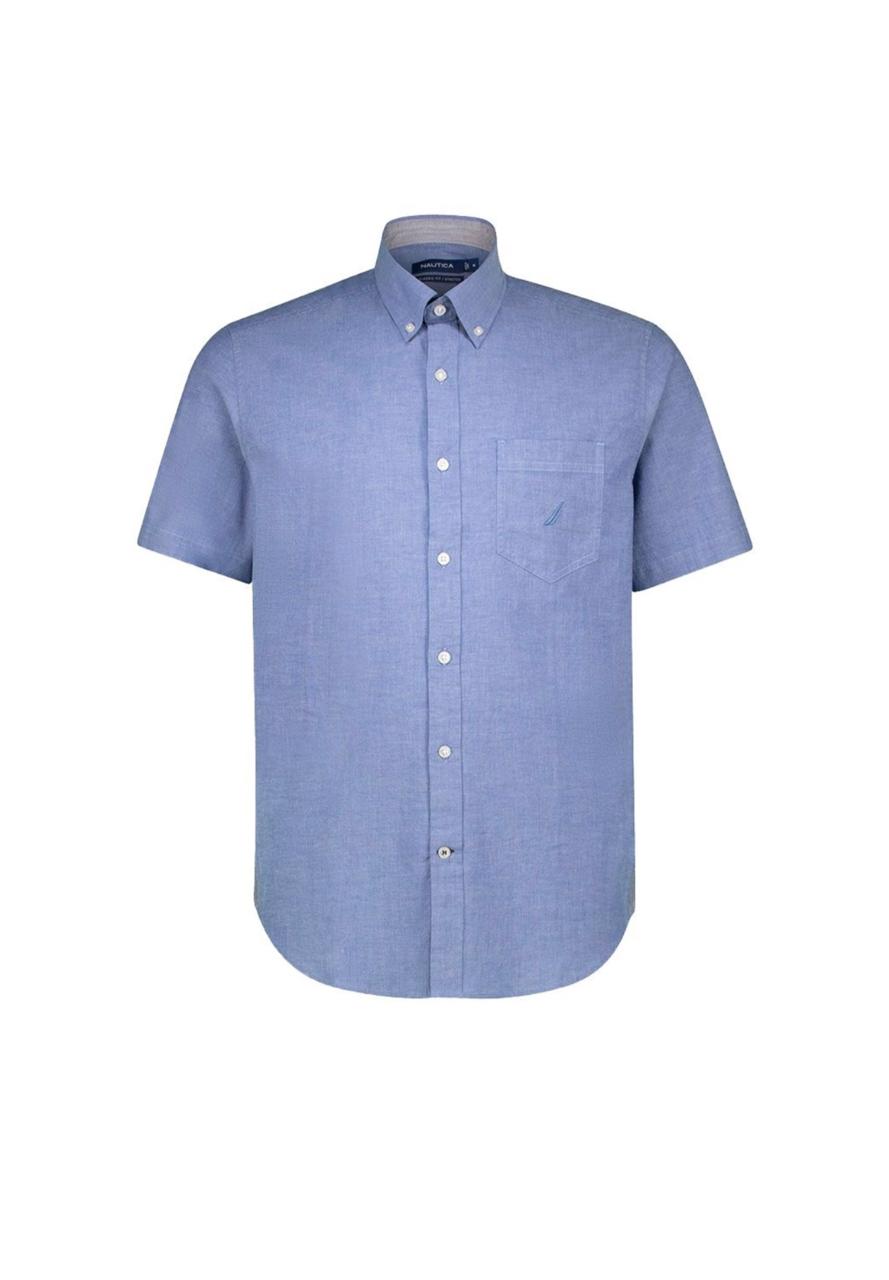 NAUTICA Men Cotton Short Sleeve Regular Casual Shirt - Light French Blue