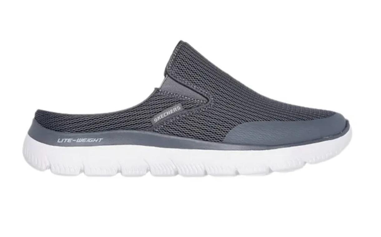 Skechers Men CHARCOAL Mesh Plain Casual Back Less Slip On