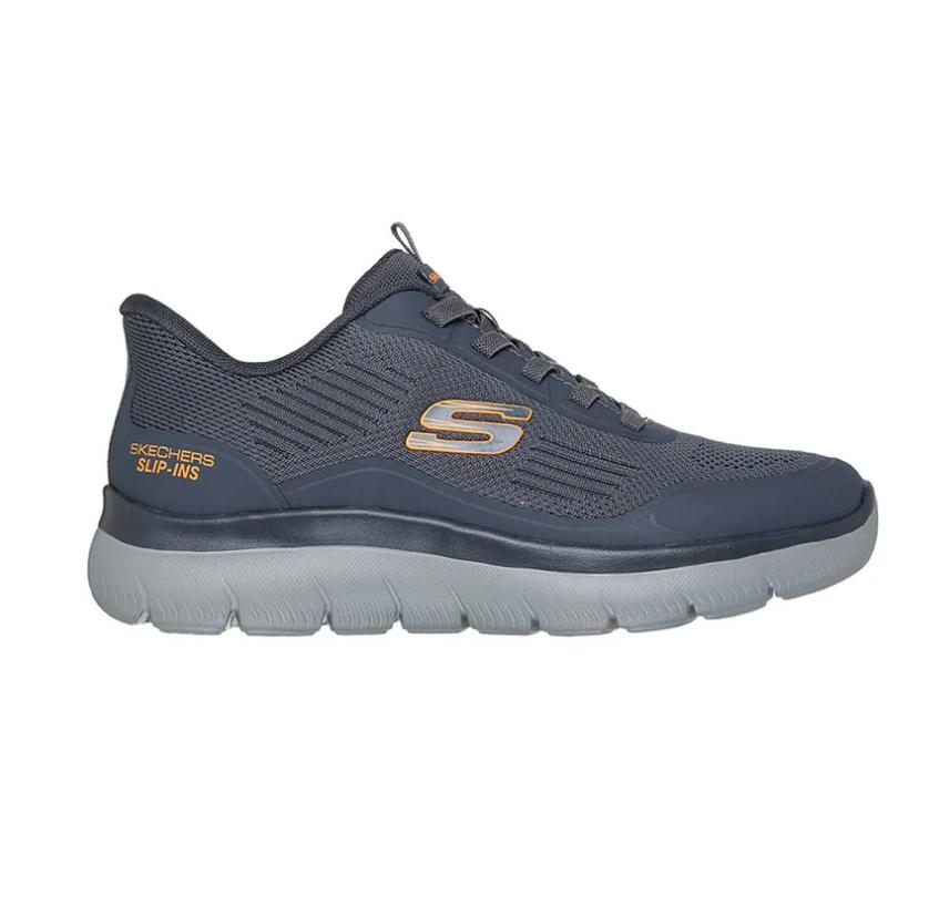 Skechers Men Charcoal/Grey Mesh Casual Slip On