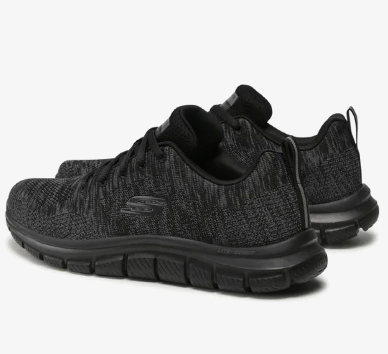 Skechers Men Black/Grey Mesh Casual Lace Up