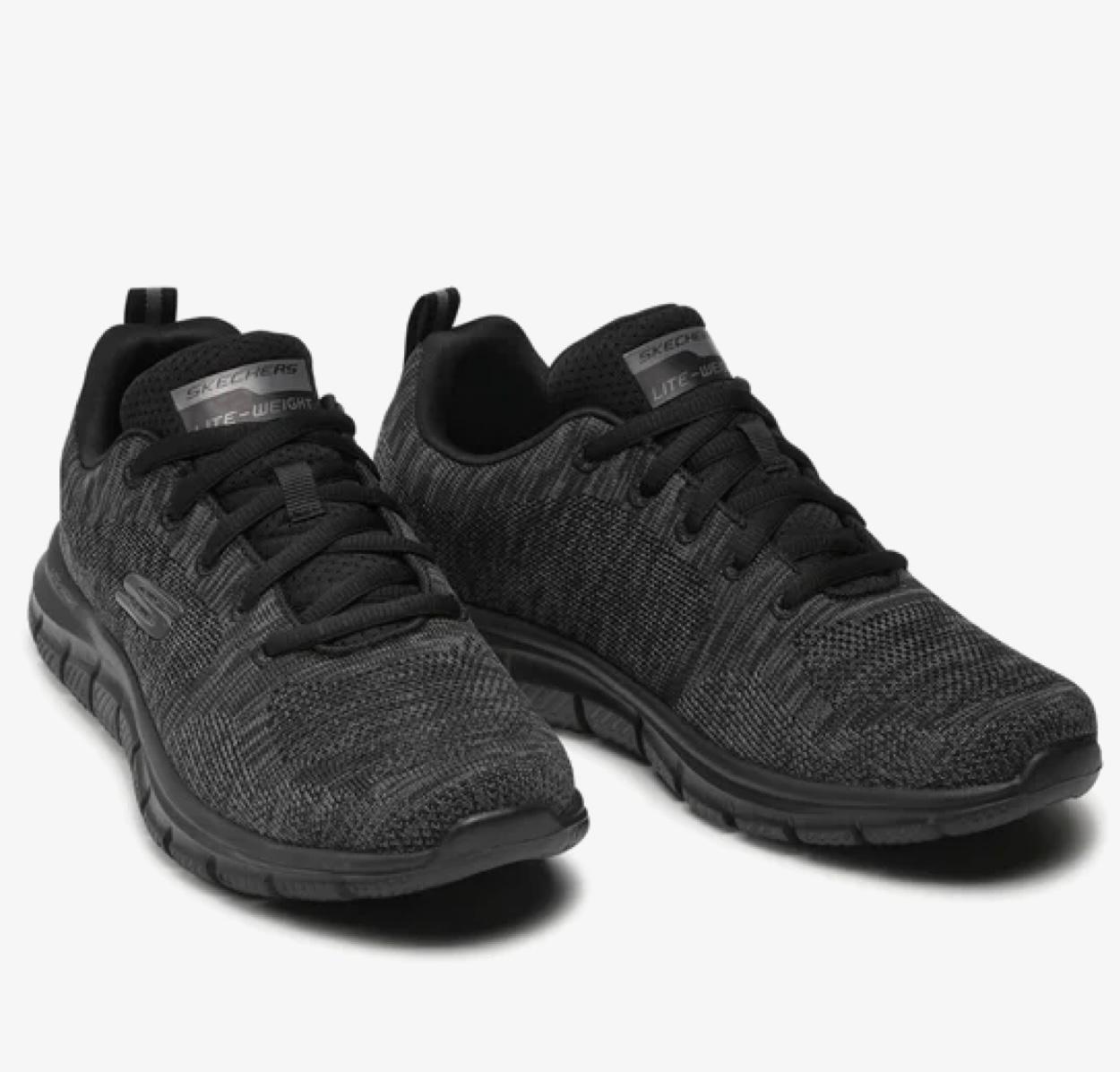Skechers Men Black/Grey Mesh Casual Lace Up