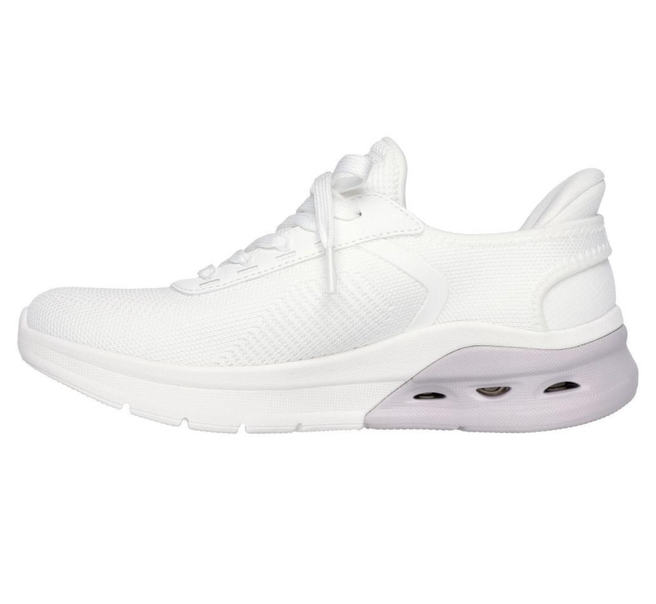 Skechers Women White Mesh Casual Slip On With Built In Shoe Horn