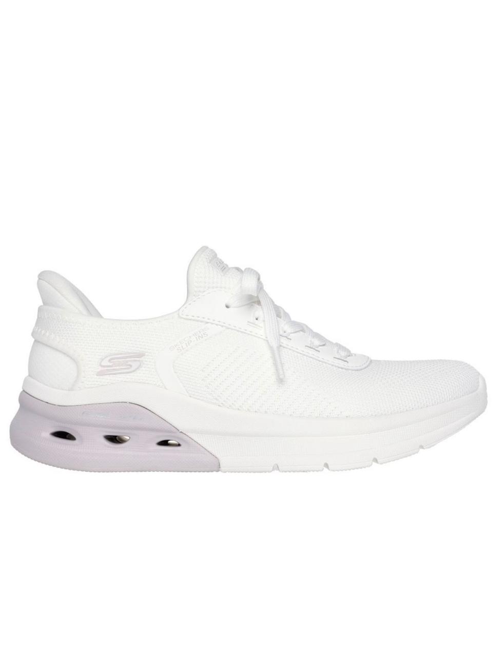 Skechers Women White Mesh Casual Slip On With Built In Shoe Horn