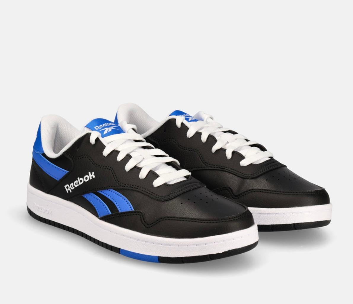 Reebok Unisex BLACK/BLUE Leather Casual Lace Up Sneaker