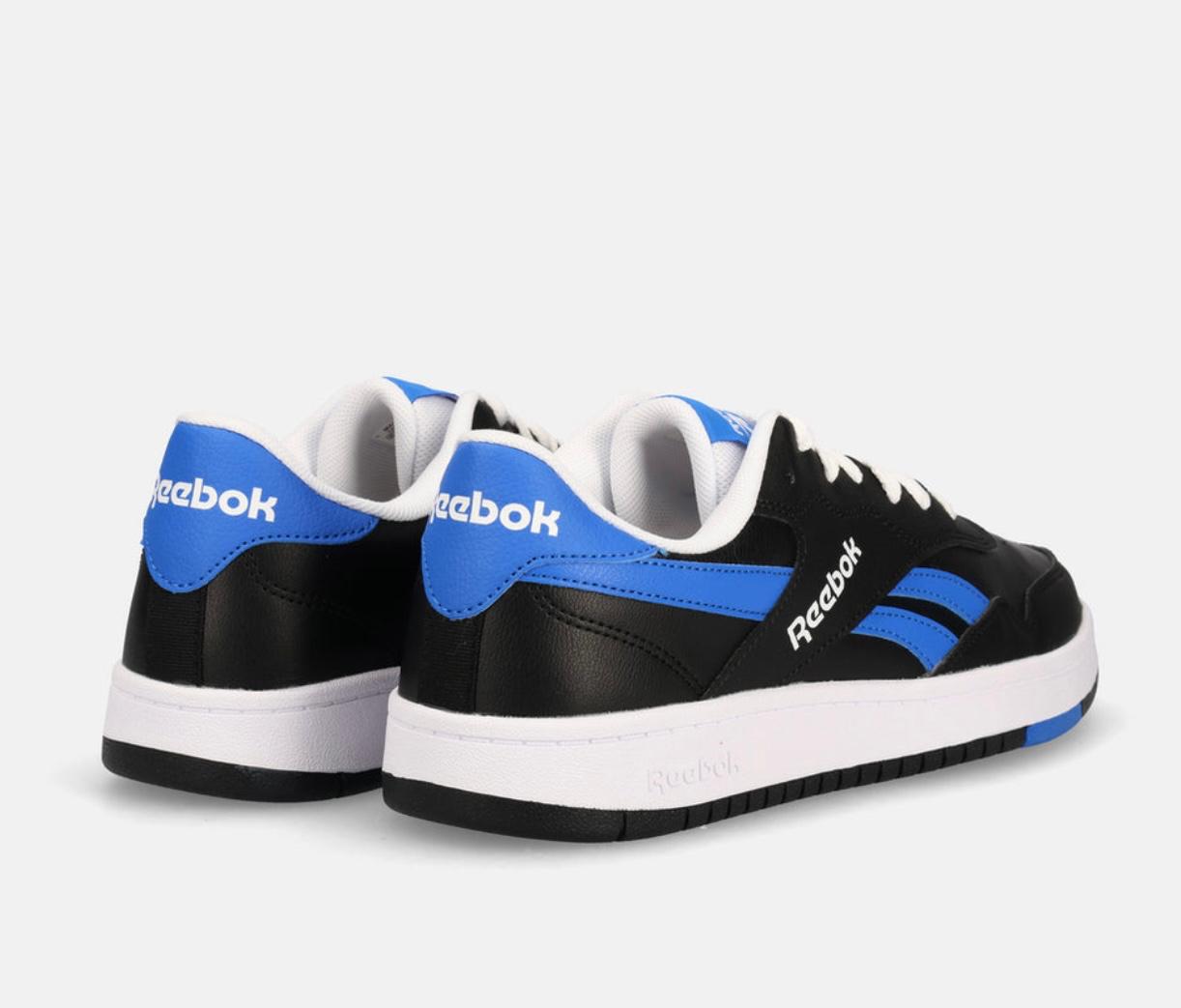 Reebok Unisex BLACK/BLUE Leather Casual Lace Up Sneaker