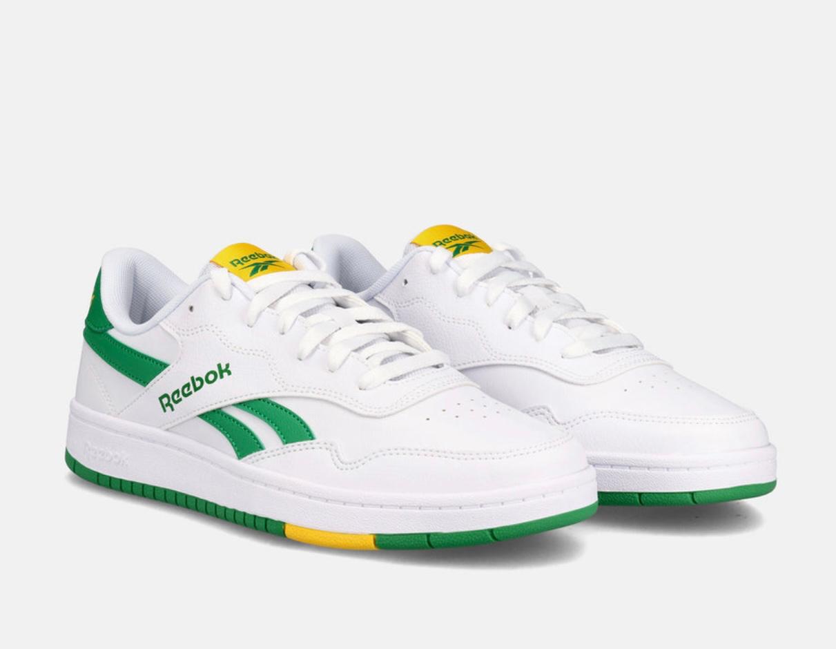 Reebok Unisex WHITE/GREEN Leather Casual Lace Up Sneaker