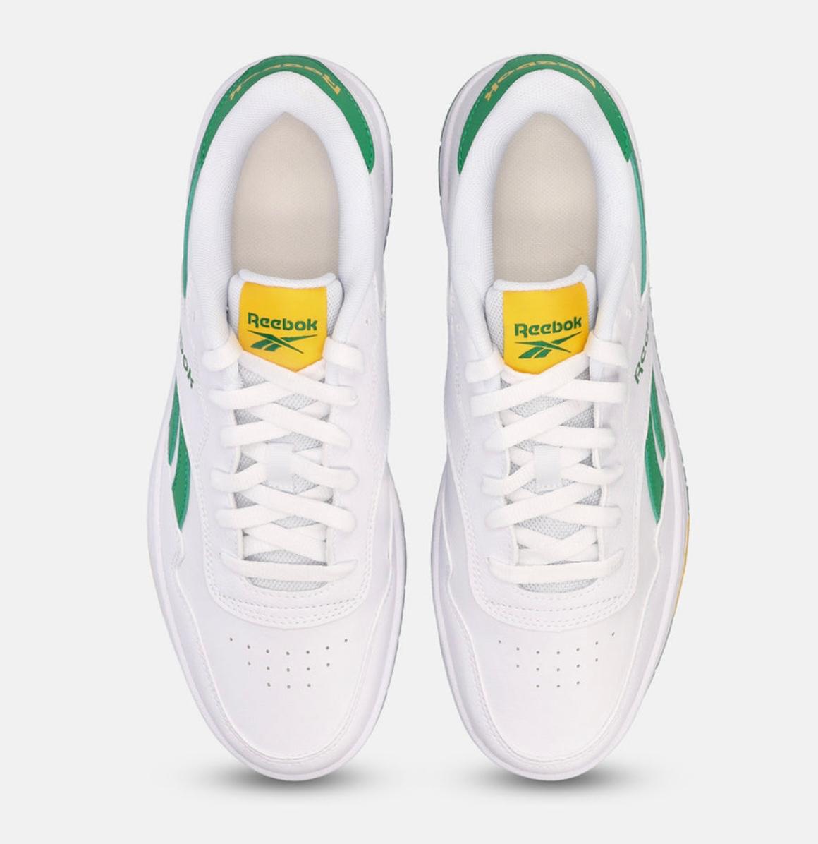 Reebok Unisex WHITE/GREEN Leather Casual Lace Up Sneaker