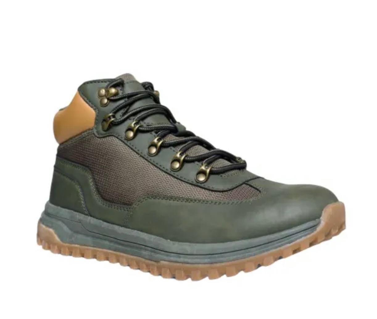 JEEP Men Olive Green/Tan Rubber Sole Boots Lace UP