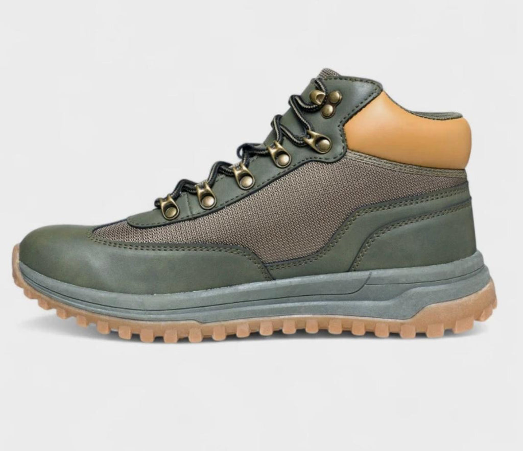 JEEP Men Olive Green/Tan Rubber Sole Boots Lace UP