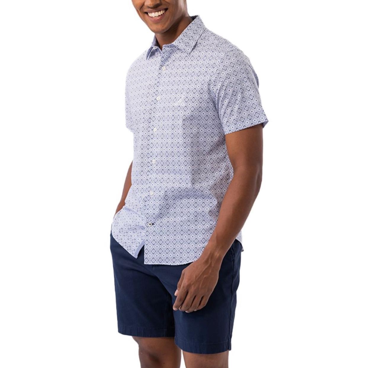 NAUTICA Men Cotton Short Sleeve Regular Casual Shirt - Blue/White Print