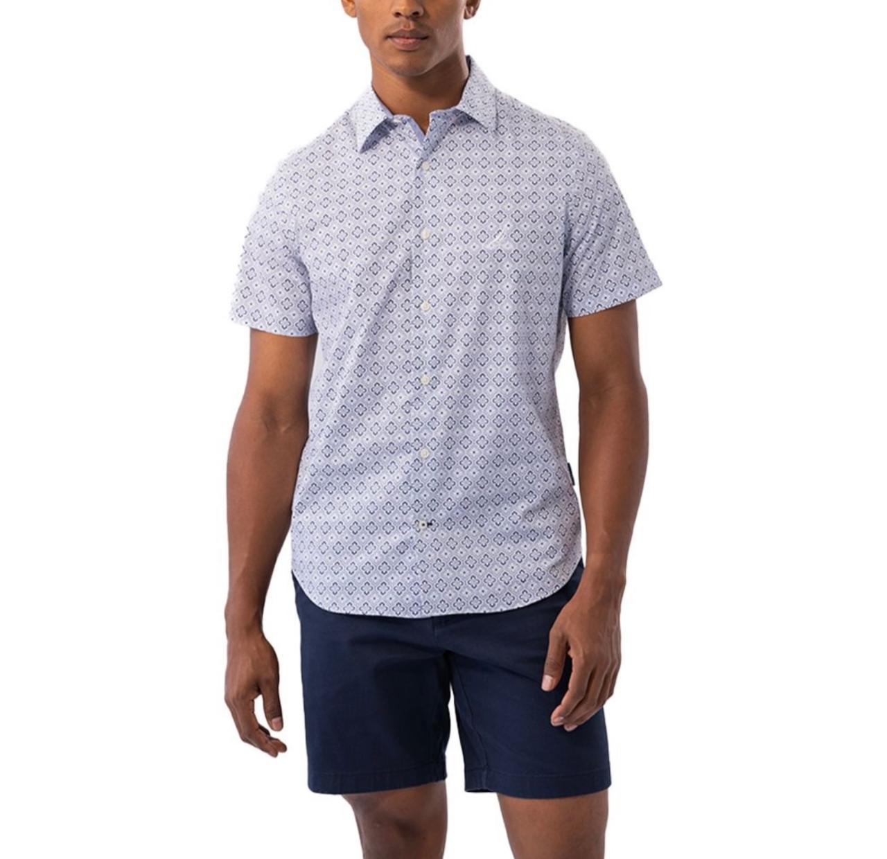 NAUTICA Men Cotton Short Sleeve Regular Casual Shirt - Blue/White Print