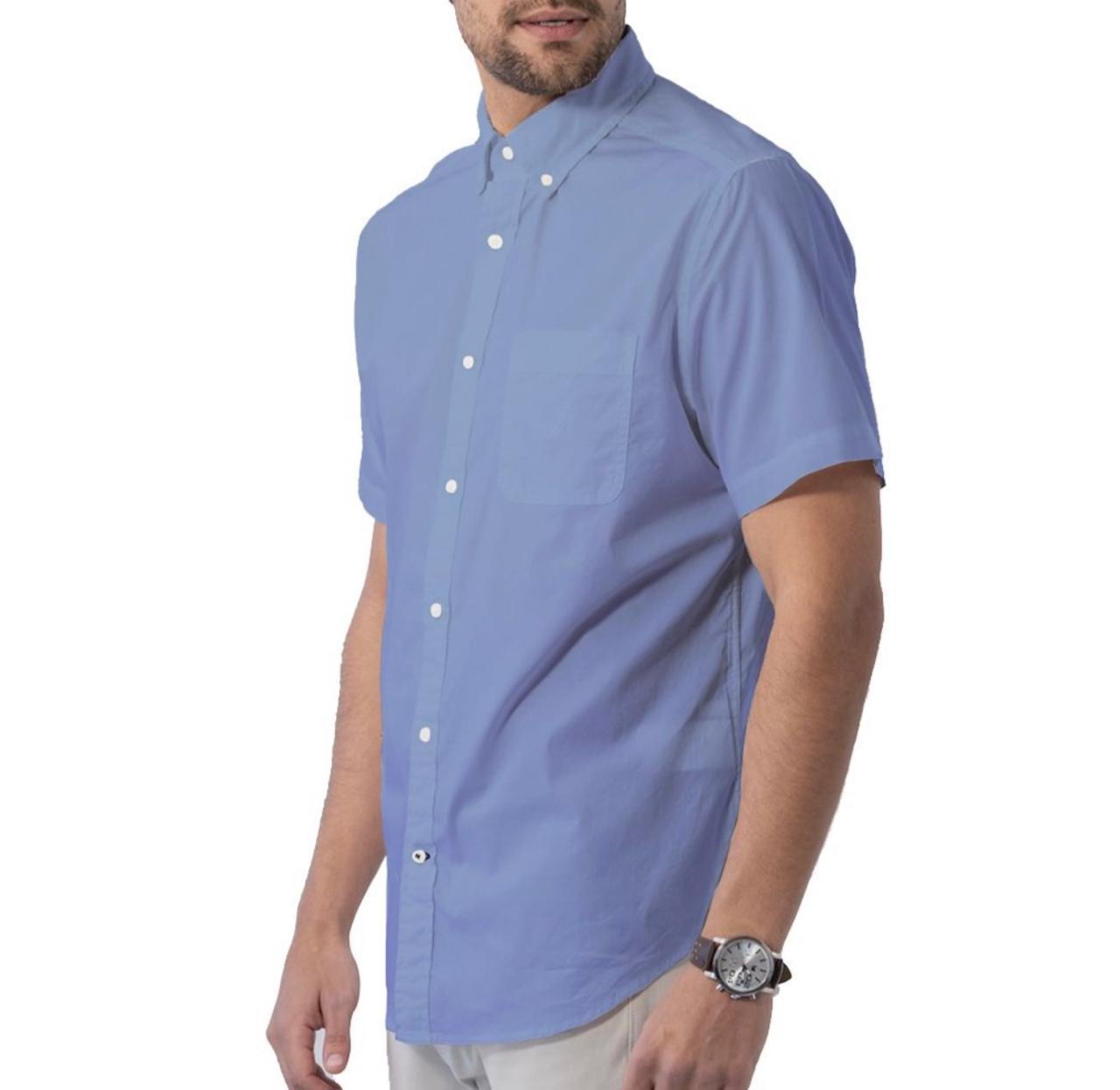 NAUTICA Men Cotton Short Sleeve Regular Casual Shirt - Light French Blue