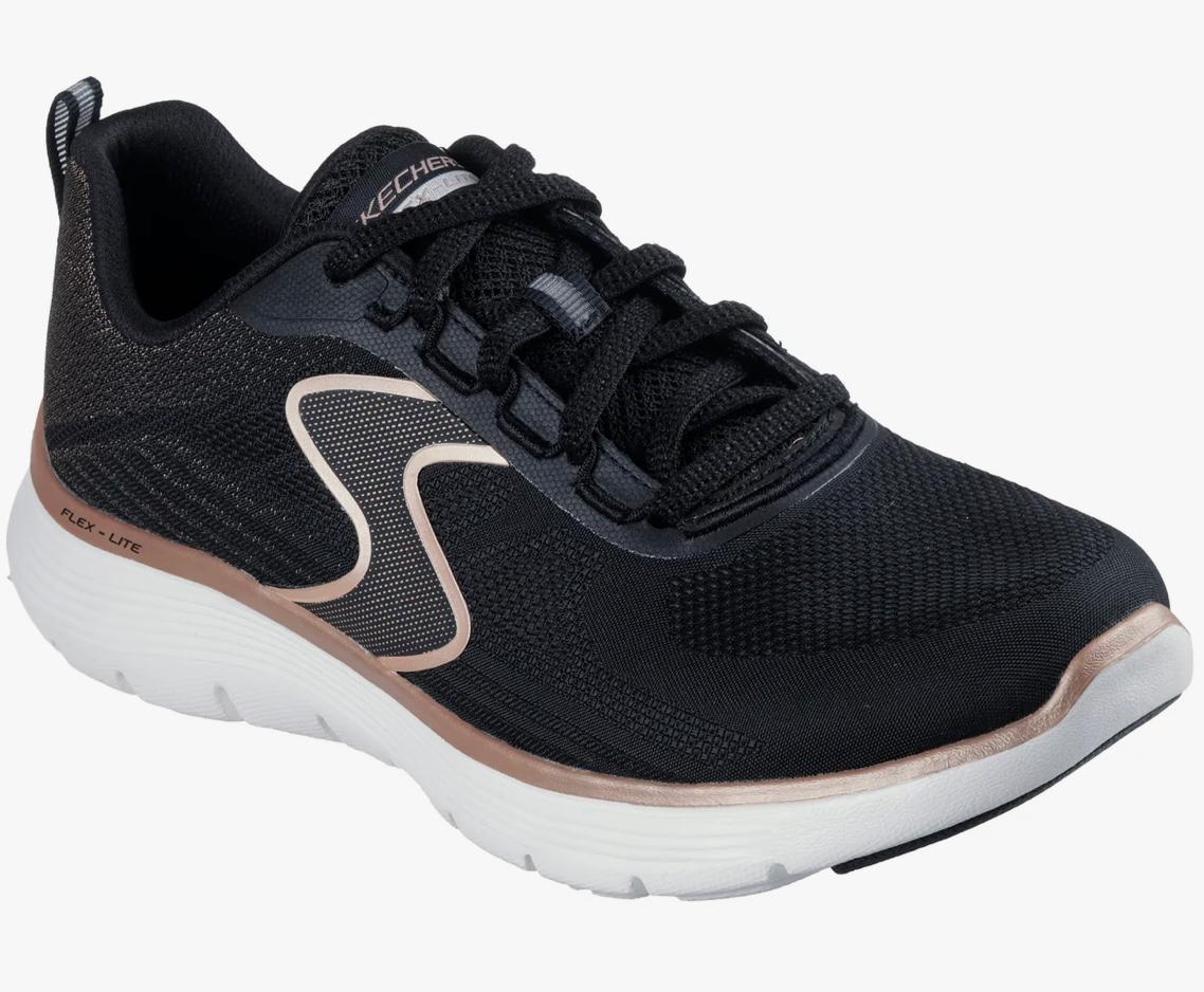 Skechers Women Black/Gold Mesh Casual Lace Up