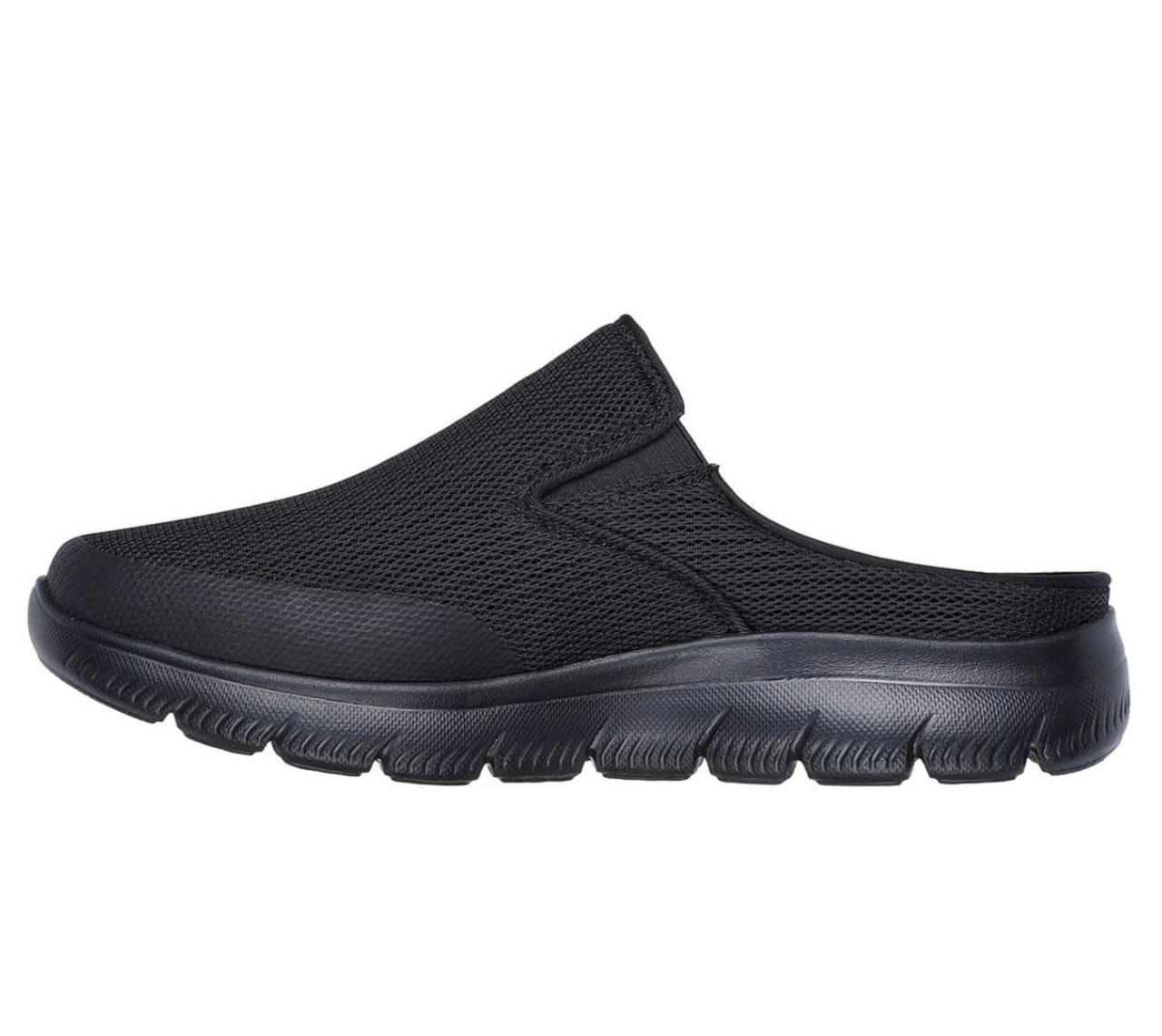 Skechers Men Black Mesh Plain Casual Back Less Slip On