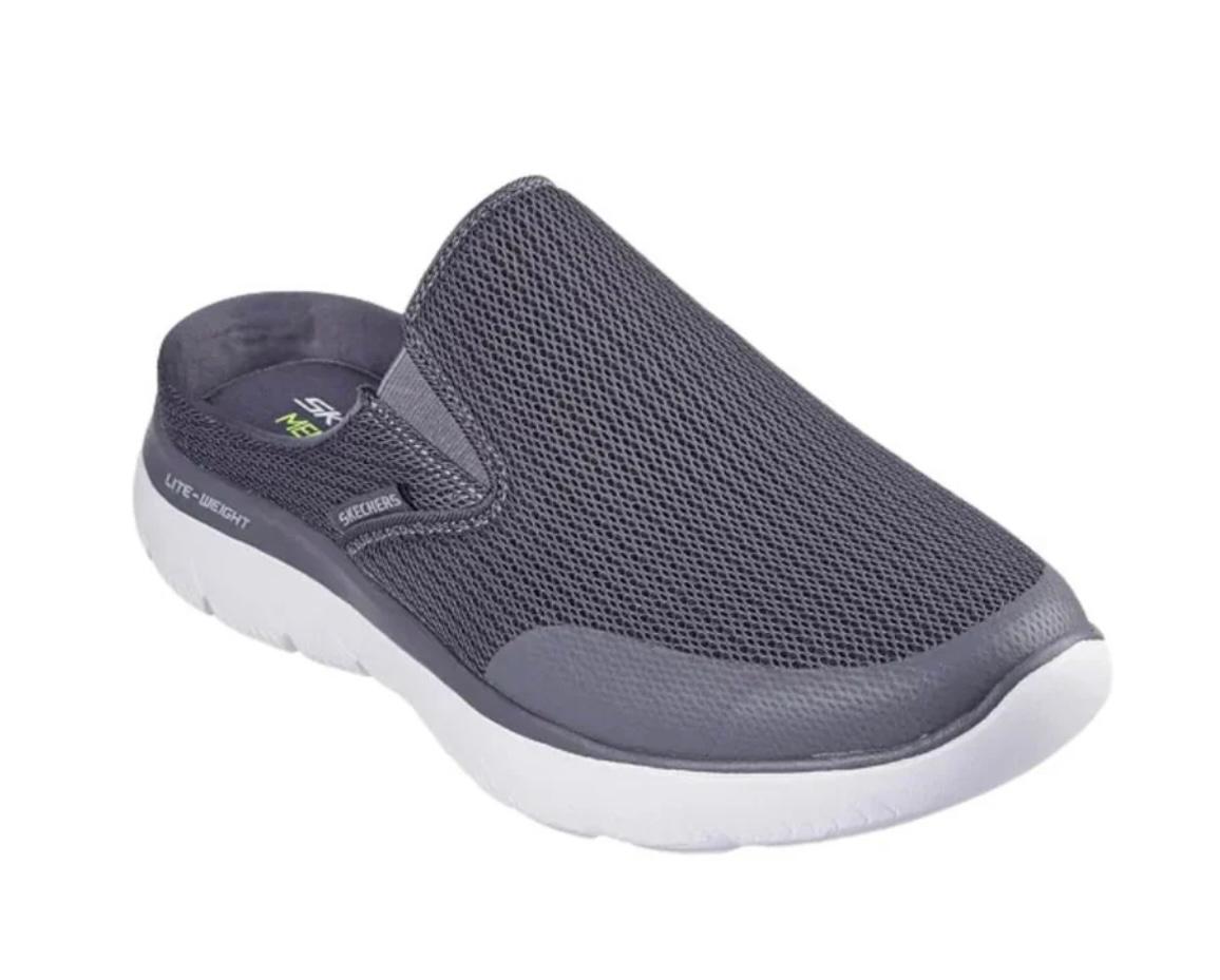 Skechers Men CHARCOAL Mesh Plain Casual Back Less Slip On