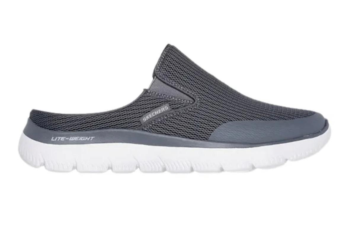 Skechers Men CHARCOAL Mesh Plain Casual Back Less Slip On
