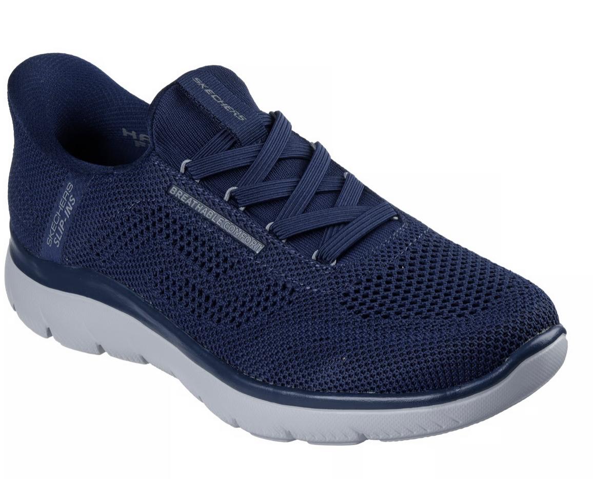 Skechers - Men's Navy Mesh Casual Slip-On