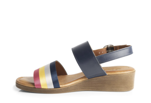 Green Cross - Women's Multi-Colour Medium Wedge Double Strap Satin Sandal - Image 4