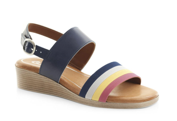 Green Cross - Women's Multi-Colour Medium Wedge Double Strap Satin Sandal